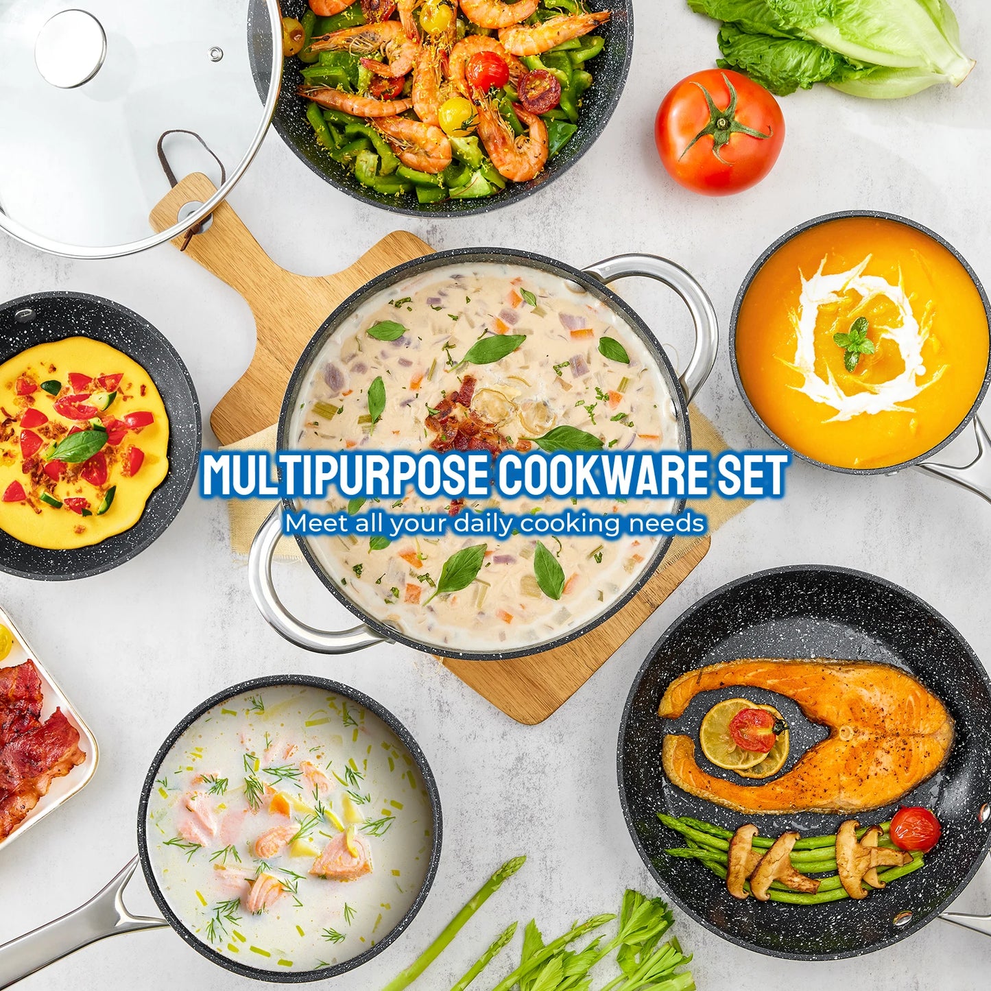 Induction Cookware Nonstick Pots and Pans Set for All Stoves