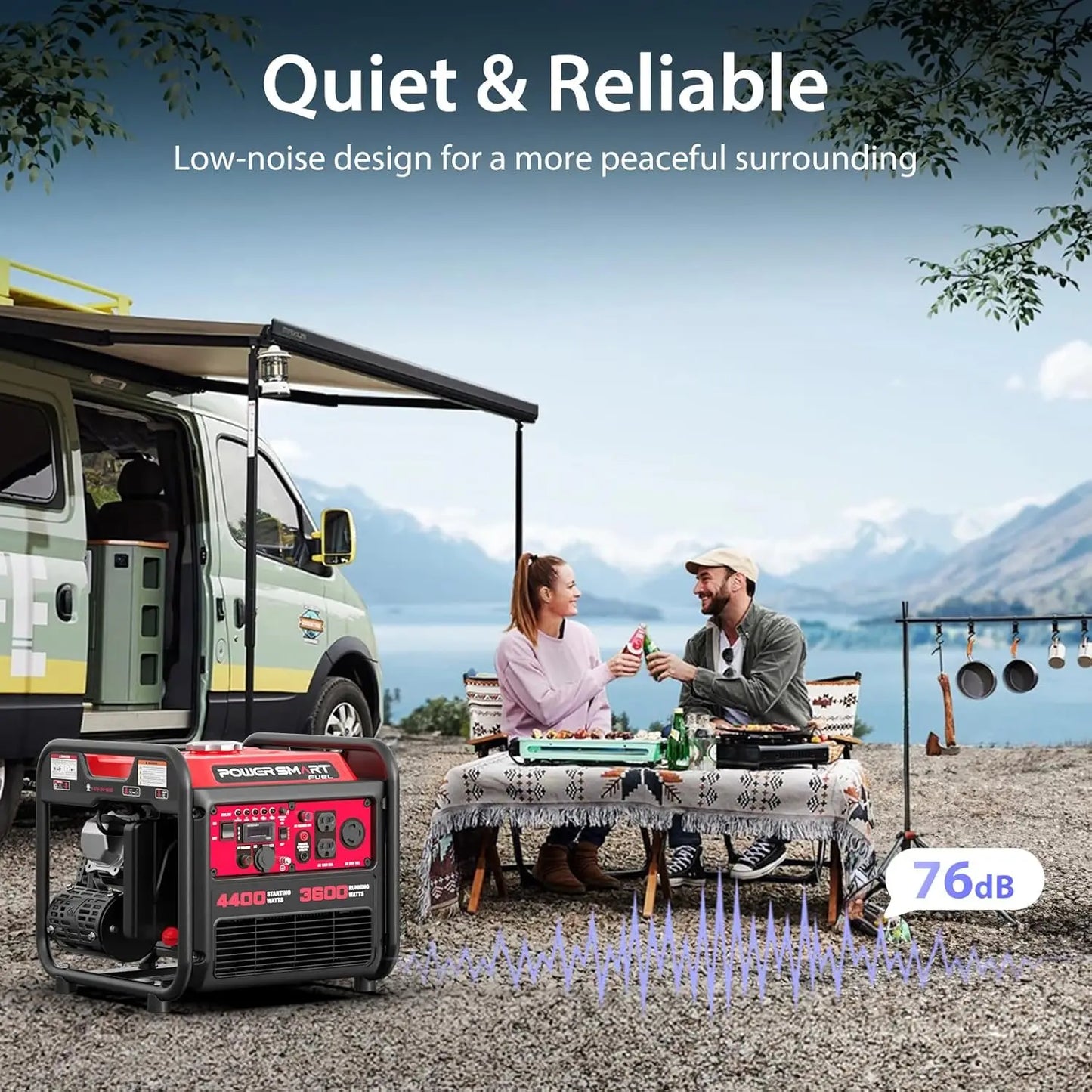 4400-Watt Gas Powered Portable Inverter Generator,CO-Sensor, Lightweight for Home Use & Emergency Backup, Camping, EPA Compliant