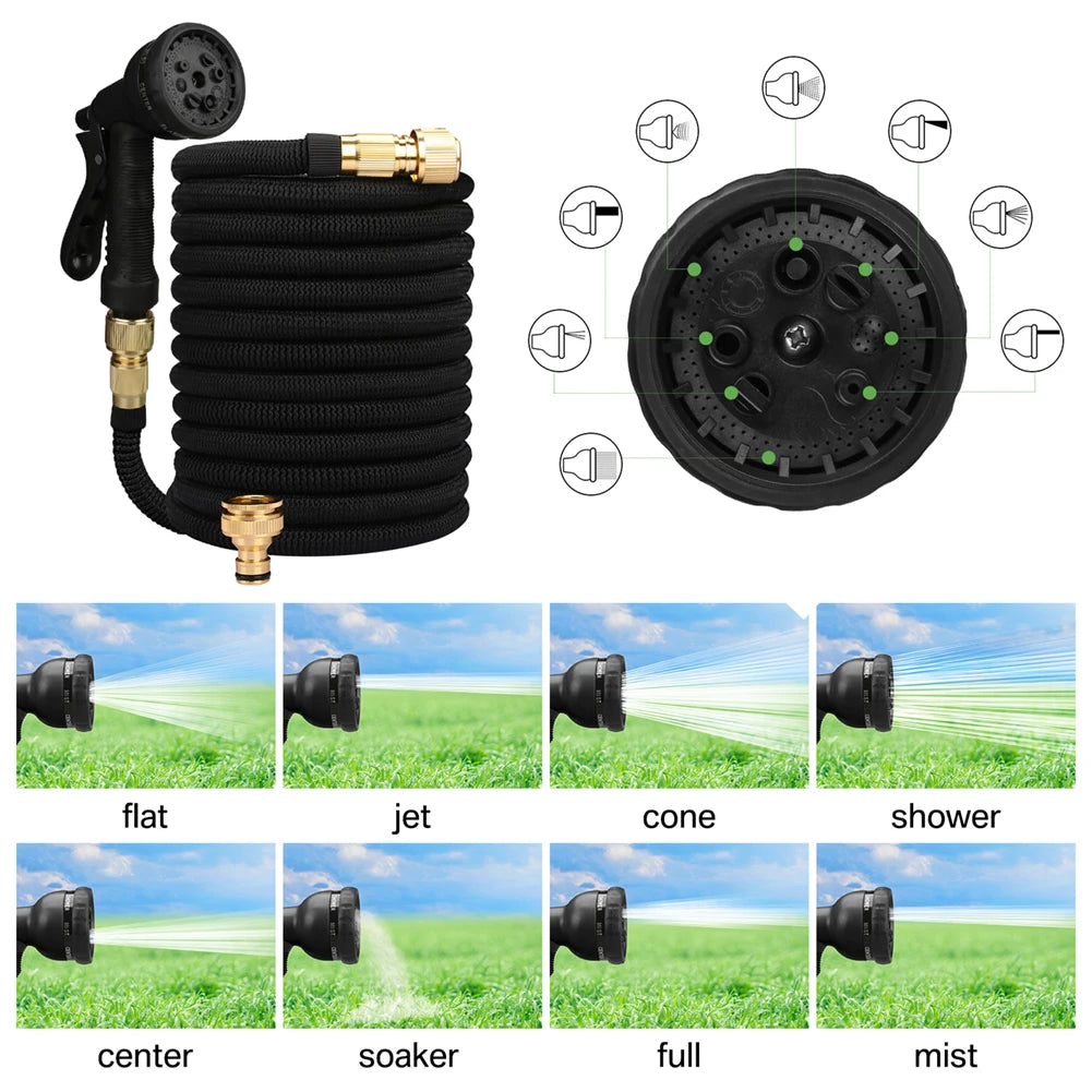25/50/75/100ft Portable Garden Hose Water Gun For Cleaning Car Wash Machine Watering Sprinkler Durable Water Gun with Water Hose