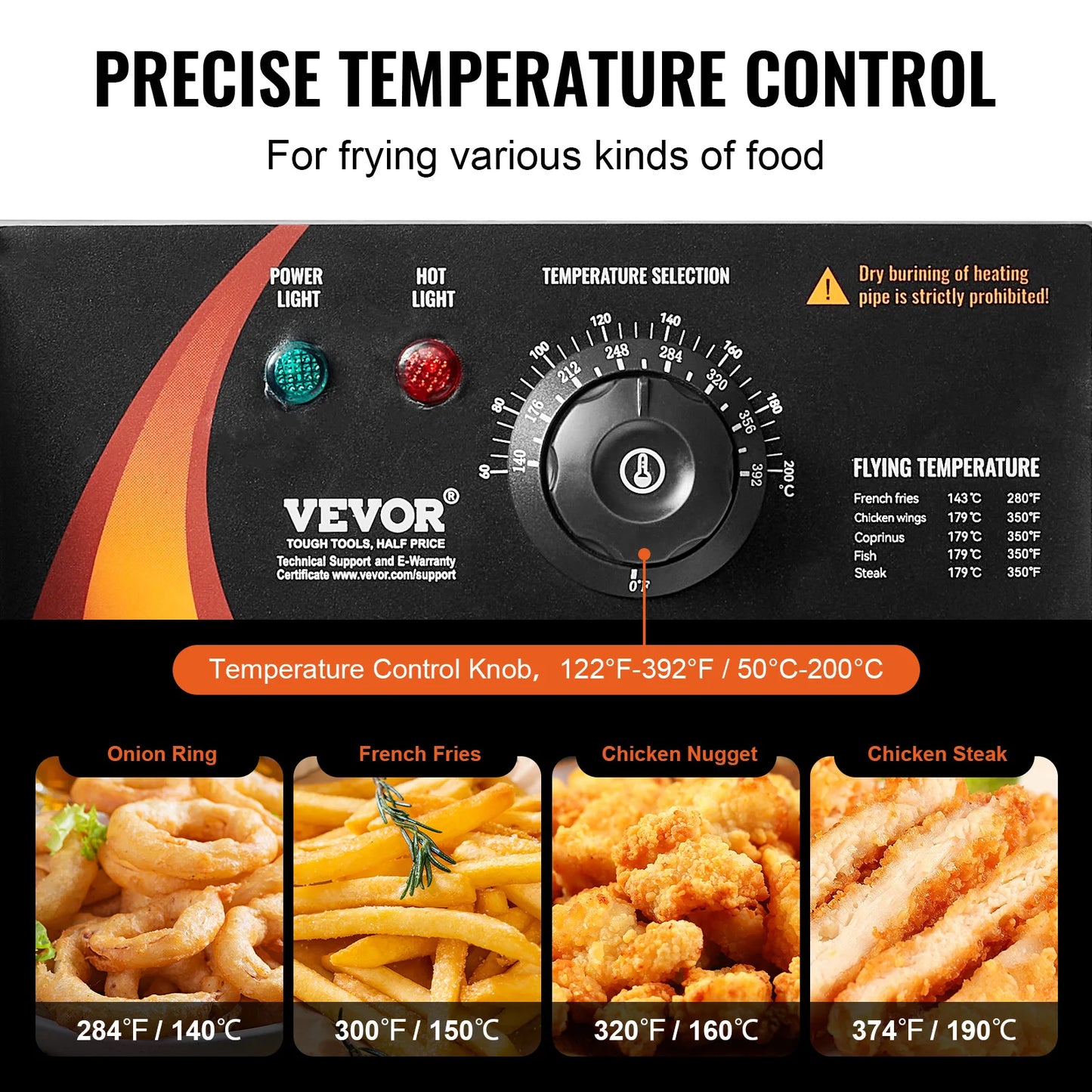 VEVOR Electric Deep Fryer w/Dual Removable Tanks 12L 5000W Commercial Countertop Fryer for Chicken French Fries Frying Chips