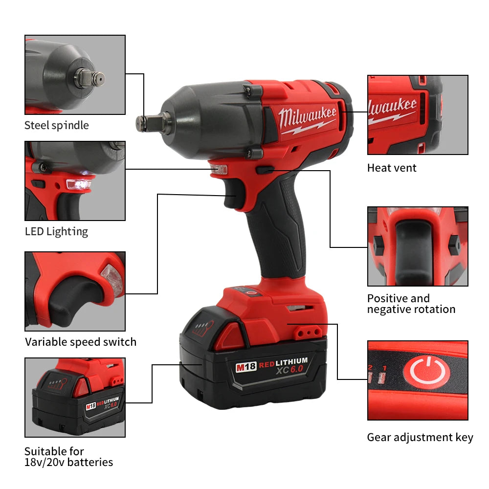 Milwaukee 18V Brushless Electric Impact Wrench for Car Repair