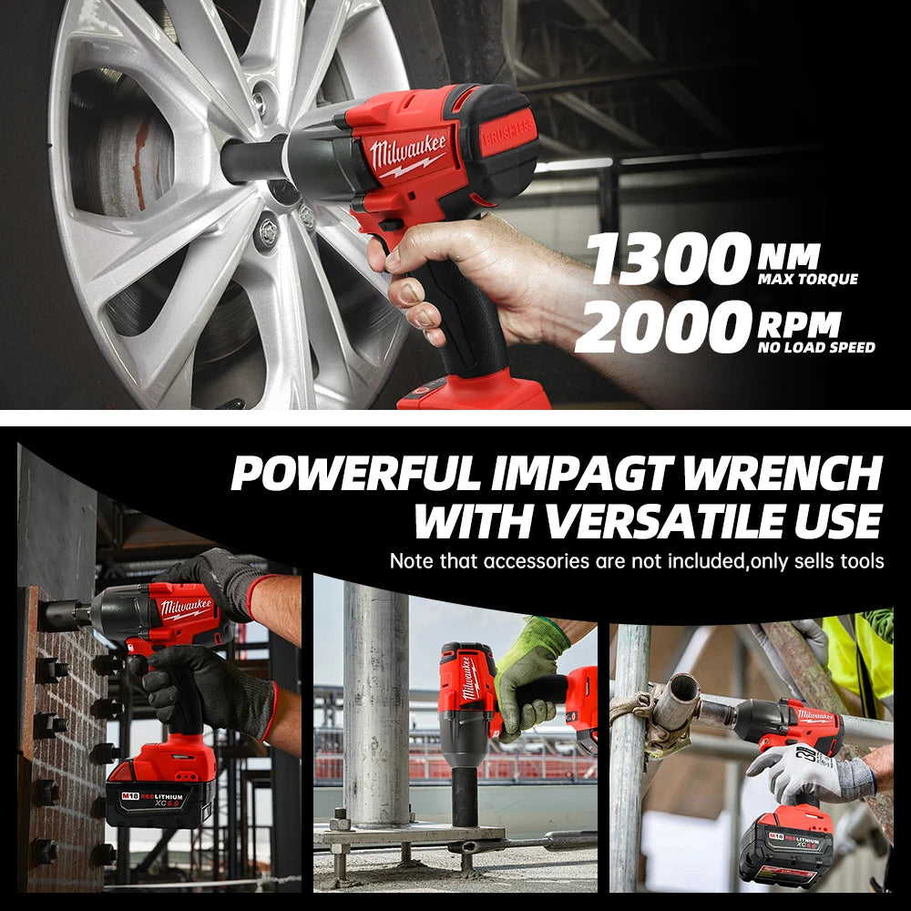 Milwaukee 18V Brushless Electric Impact Wrench for Car Repair