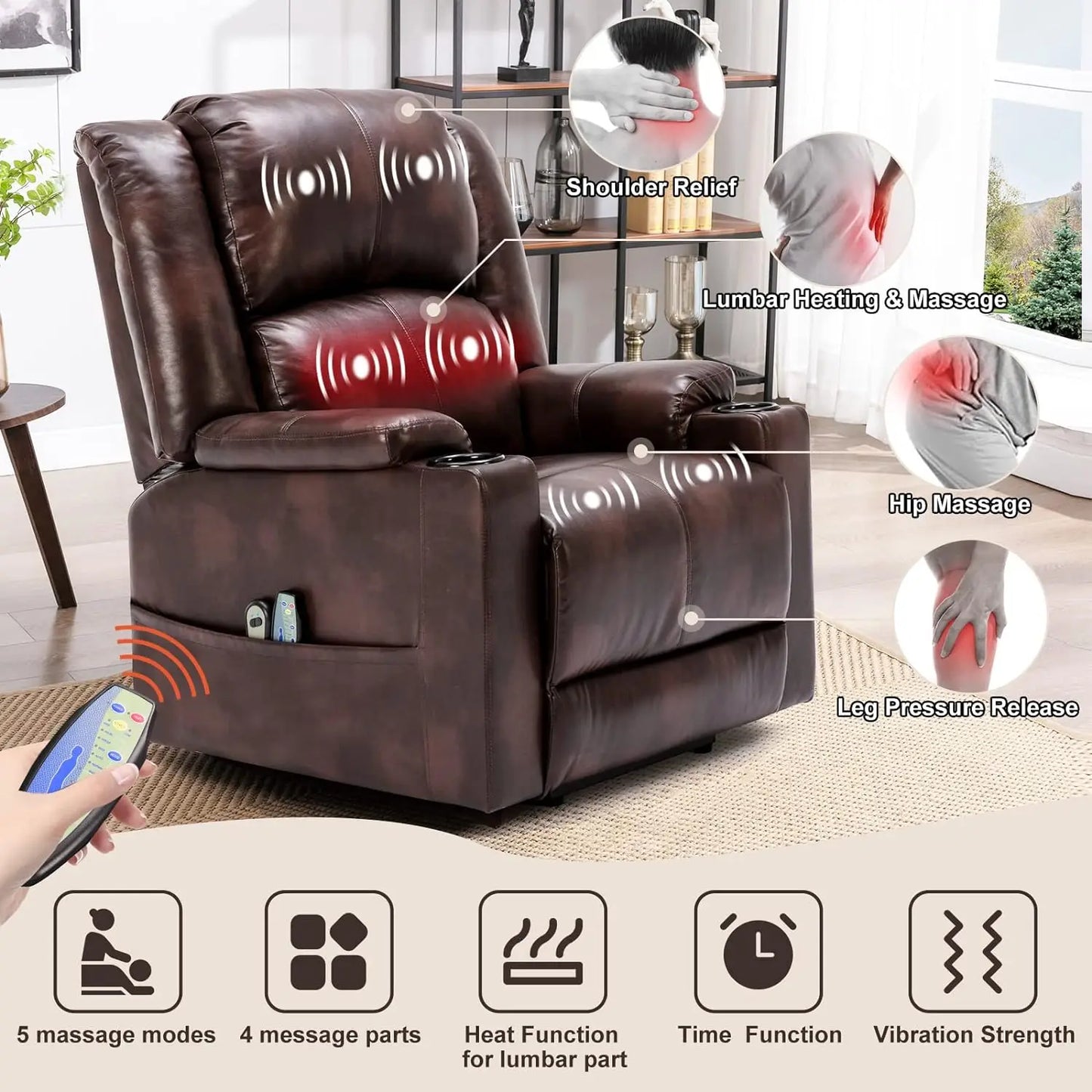 Comhoma Lift Recliner Sofa with Heat and Massage Features