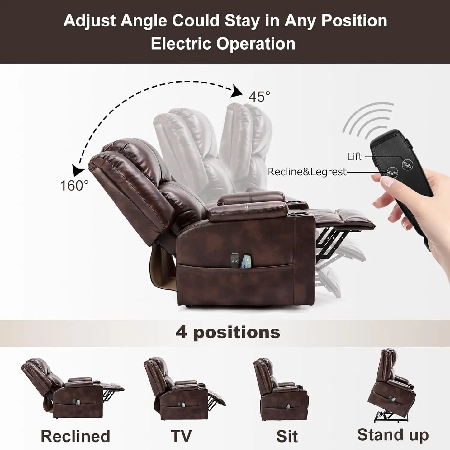 Comhoma Lift Recliner Sofa with Heat and Massage Features