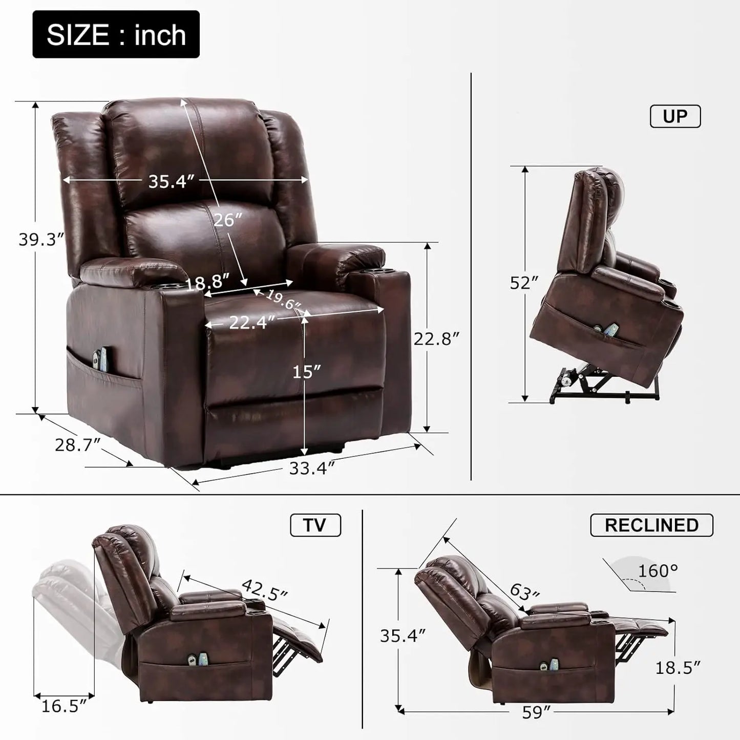 Comhoma Lift Recliner Sofa with Heat and Massage Features