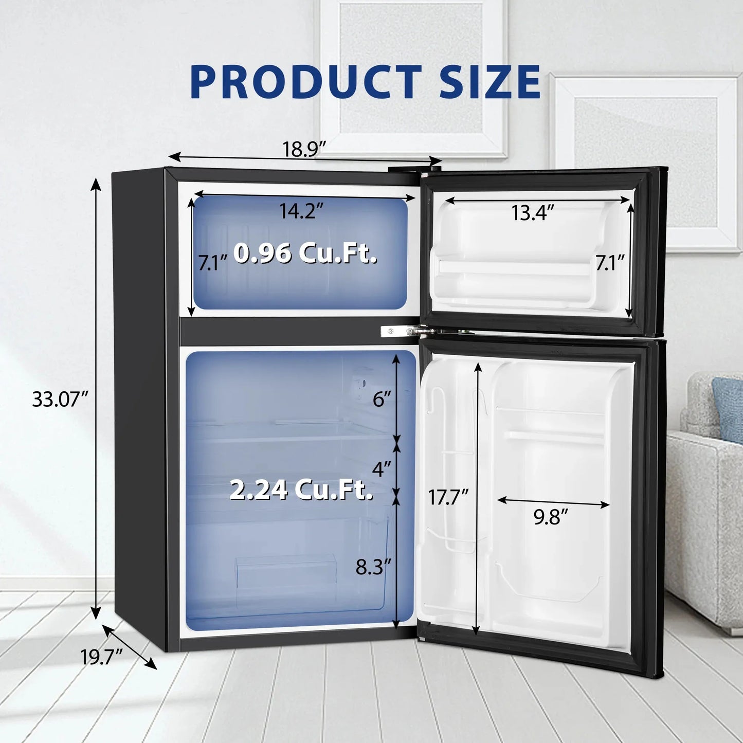 Compact Mini Fridge with Freezer for Dorms and Offices
