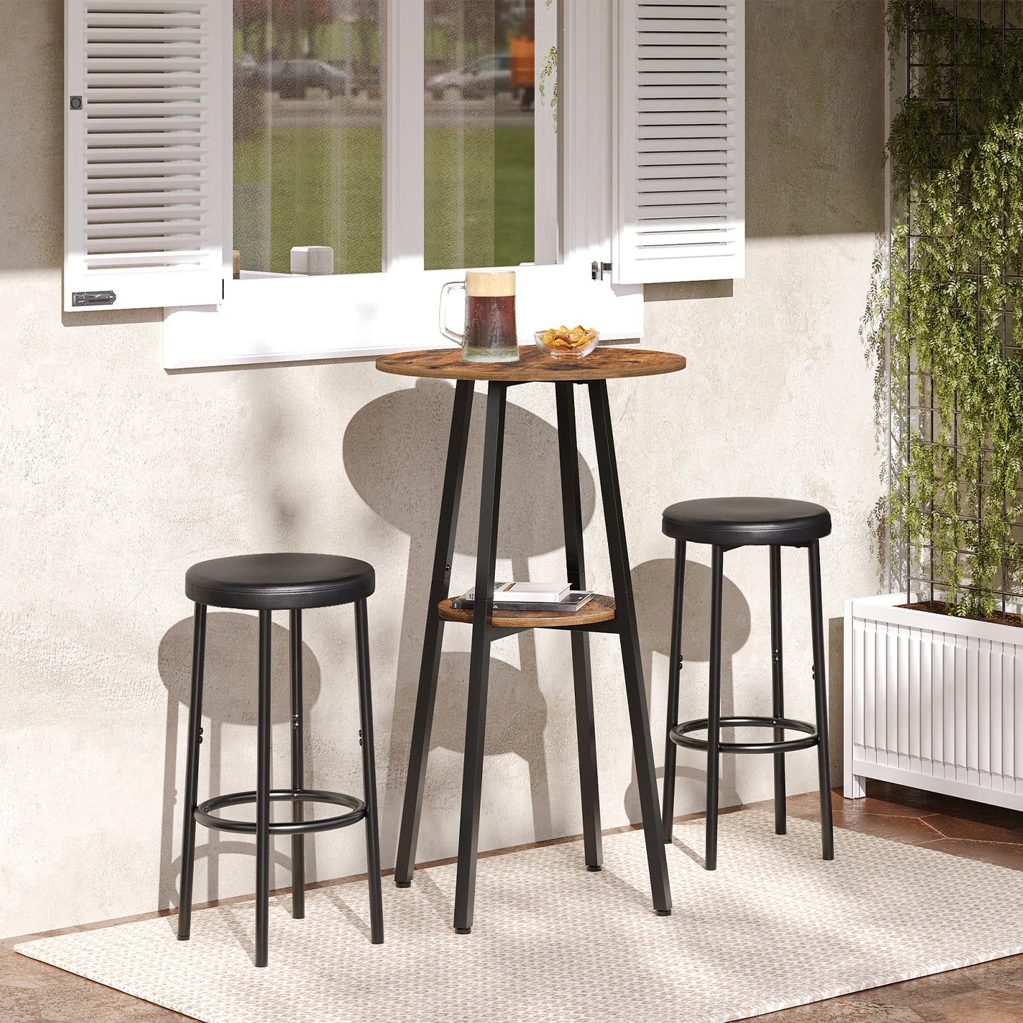 Round Pub Table with Storage for Small Spaces