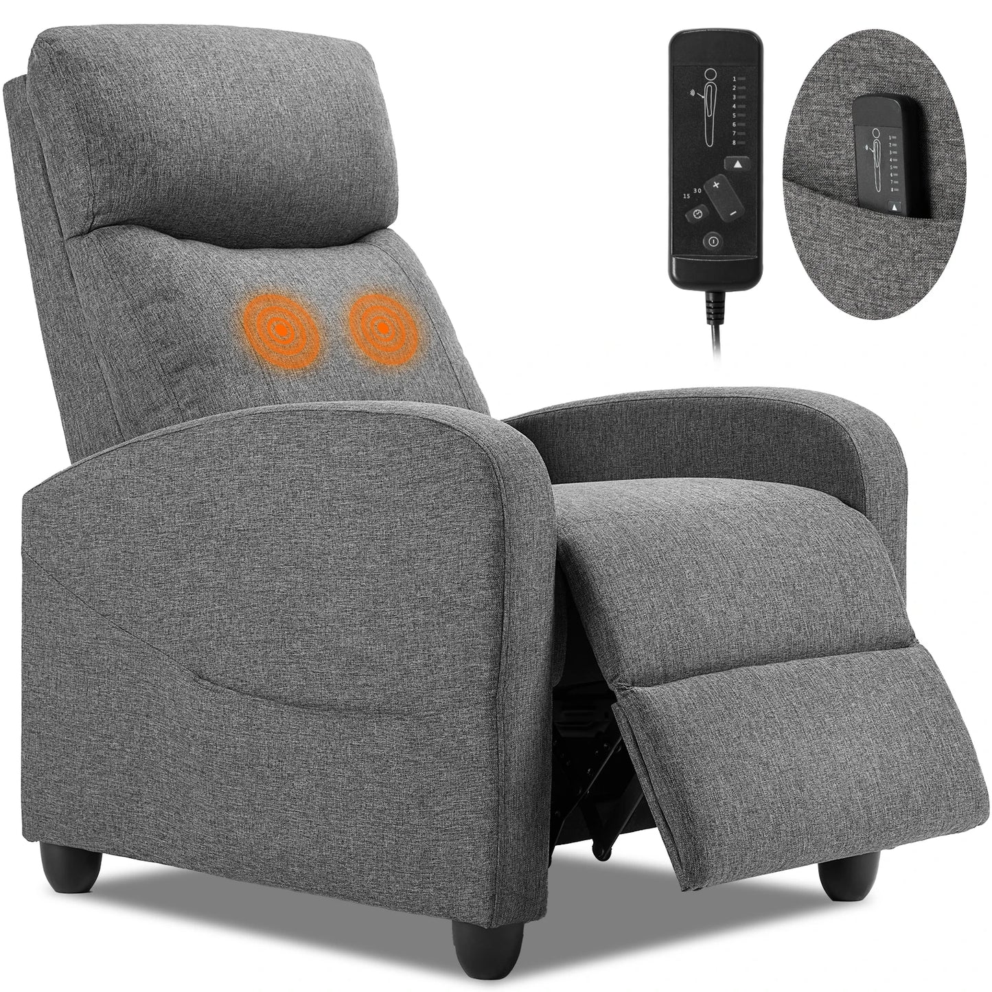 Modern Recliner Chair with Massage and Lumbar Support