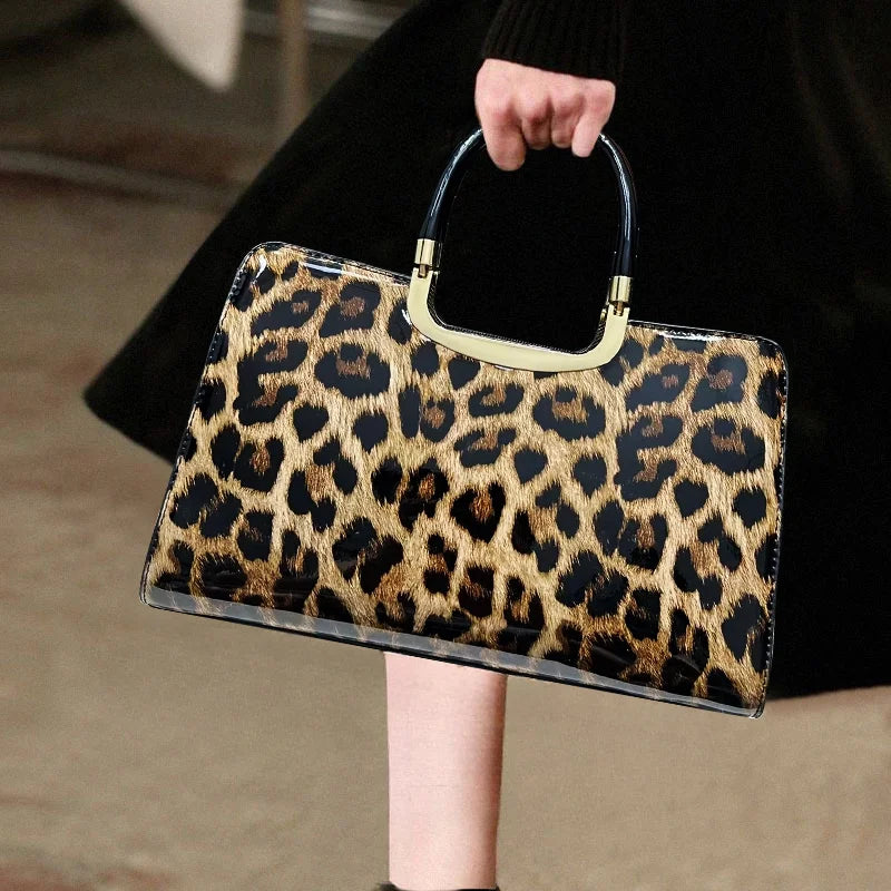 Fashionable Leopard Print Glossy Handbag for Every Occasion