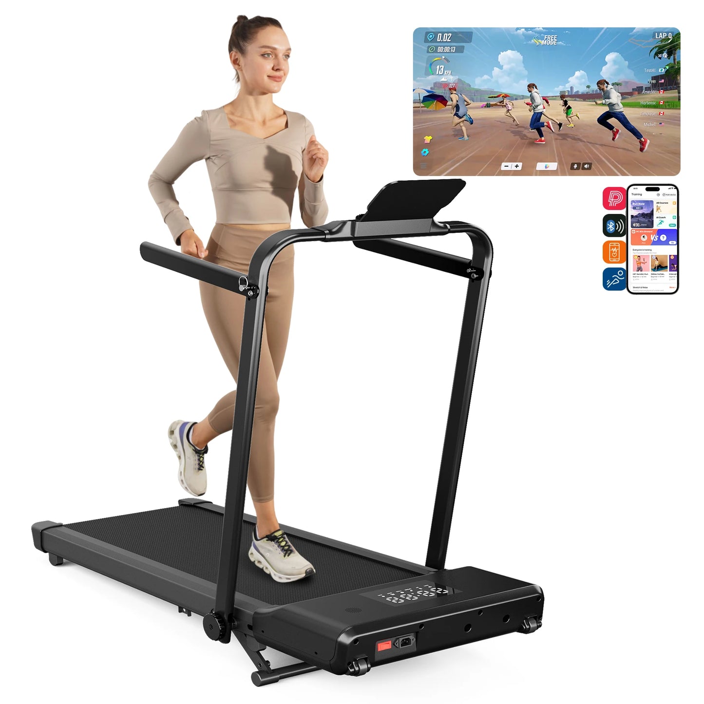 Portable Electric Treadmill with Remote Control and LCD Display