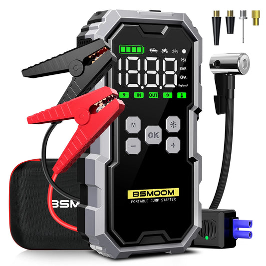 Powerful Car Jump Starter and Air Compressor with LED Light
