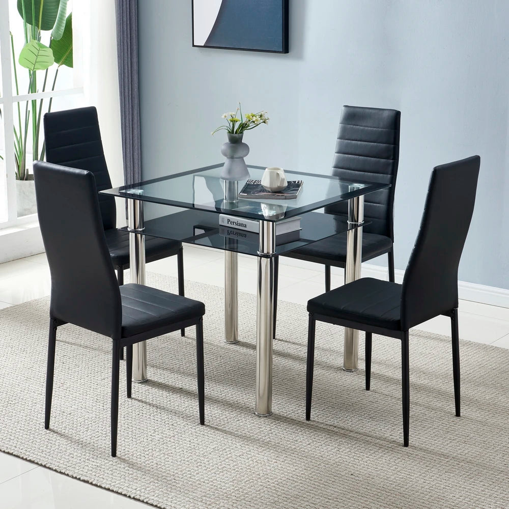 Elegant High Backrest Dining Chairs Set of Four