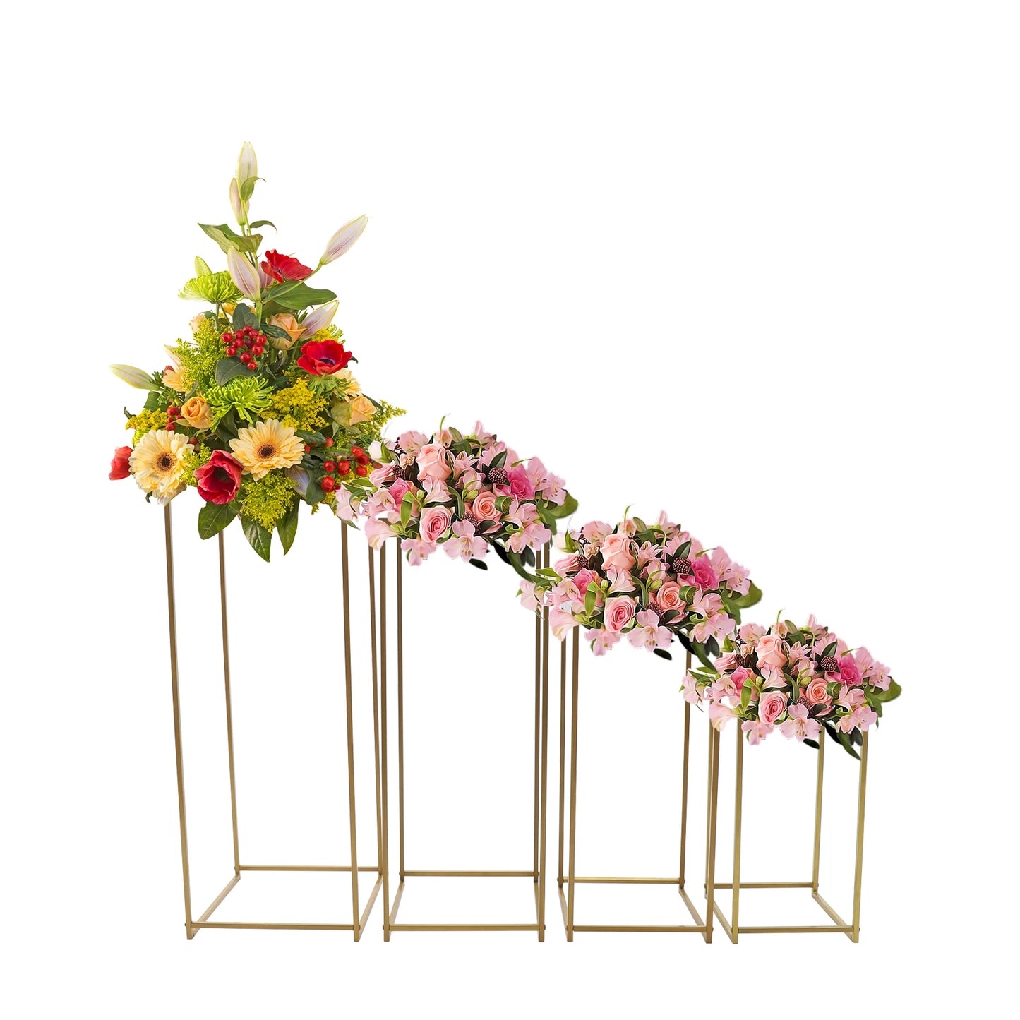 Gold Metal Plant Stand Set for Indoor Outdoor Decor