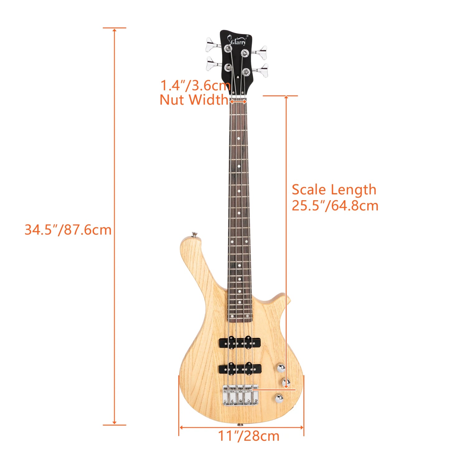 Glarry GW101 Small Scale Electric Bass Guitar Suit Bundle