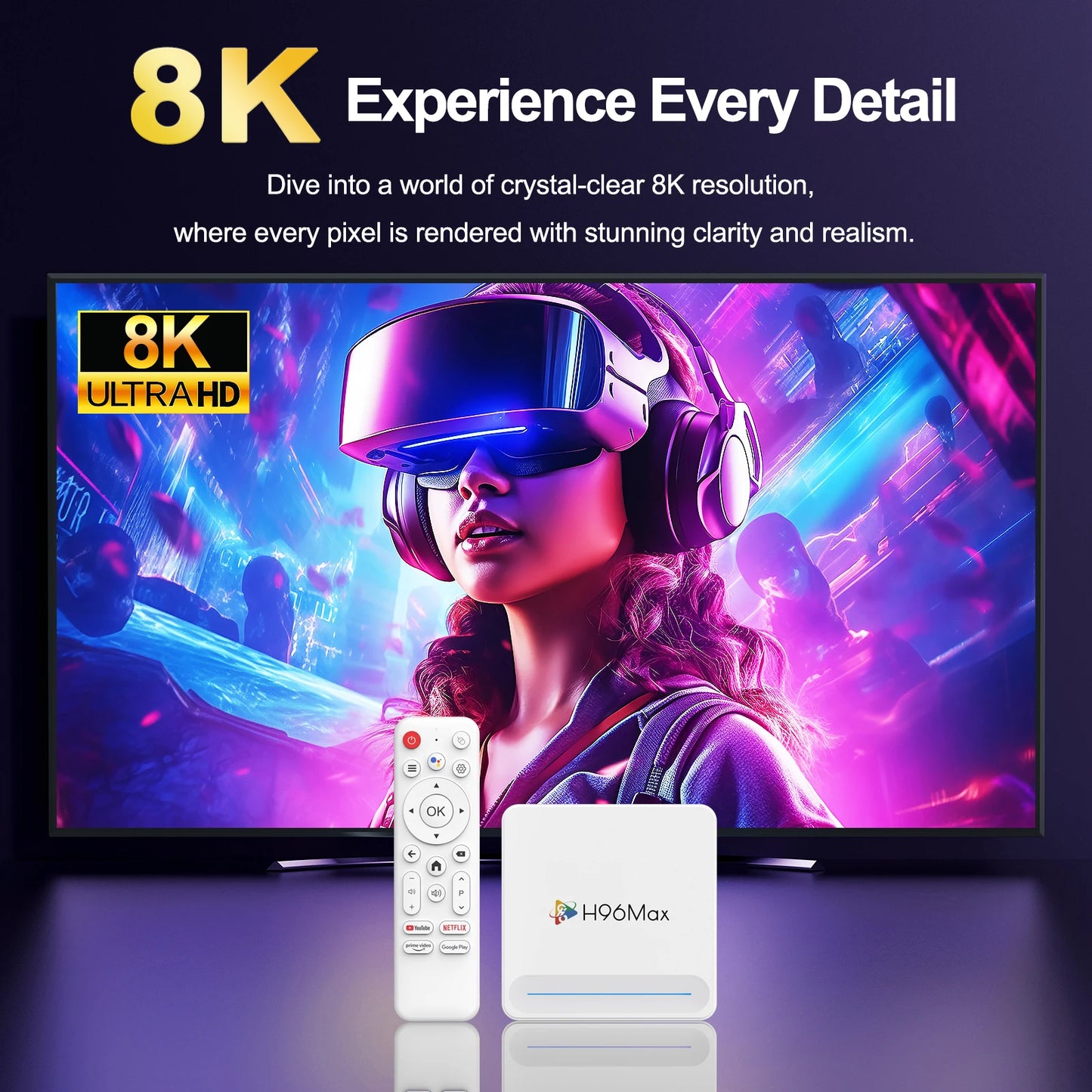 H96Max H618 Plus TV Box 8K Android 14 Quad Core 2.4/5G WiFi 6 H96 Max Smart TV USB2.0 Smart Home 8K HDR Voice Control Androidtv