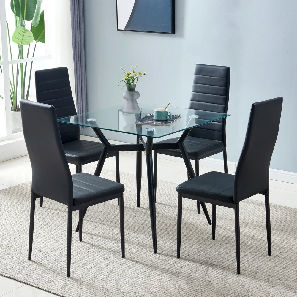 Elegant High Backrest Dining Chairs Set of Four