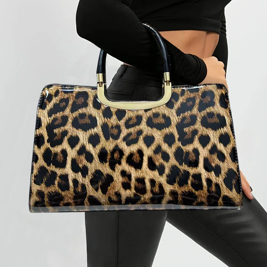 Fashionable Leopard Print Glossy Handbag for Every Occasion