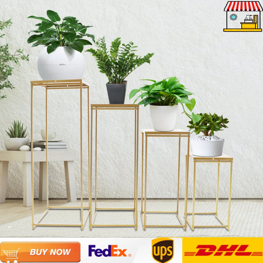 Gold Metal Plant Stand Set for Indoor Outdoor Decor