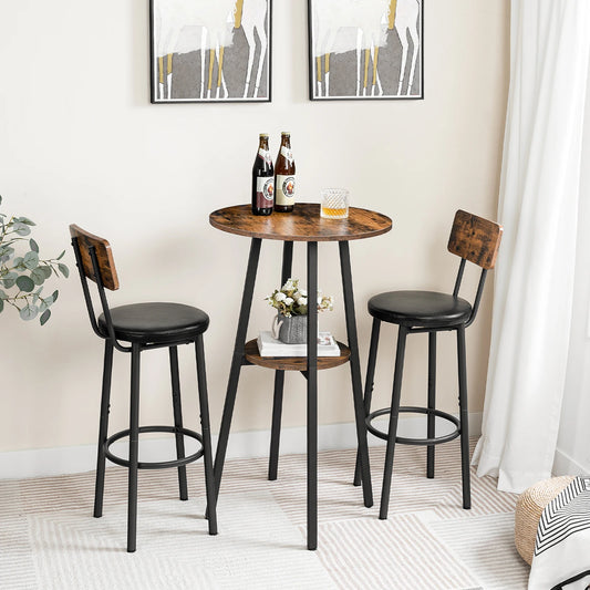 Round Pub Table with Storage for Small Spaces