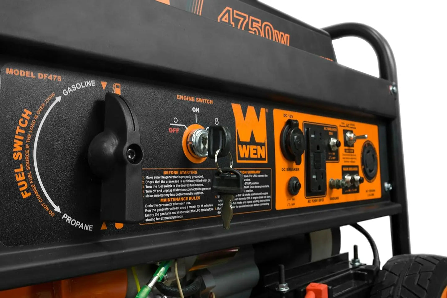 4,750-Watt 120V/240V Dual Fuel Portable Generator with Wheel Kit and Electric Start (DF475T)