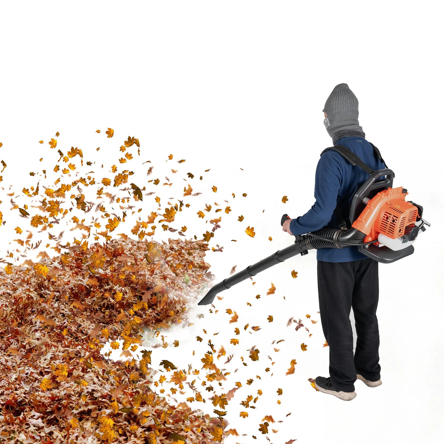 42.7CC 2-Stroke Commercial Leaf Blower 7000r/min Engine Portable Gas Powered Backpack Snow Leaf Blowing Machine