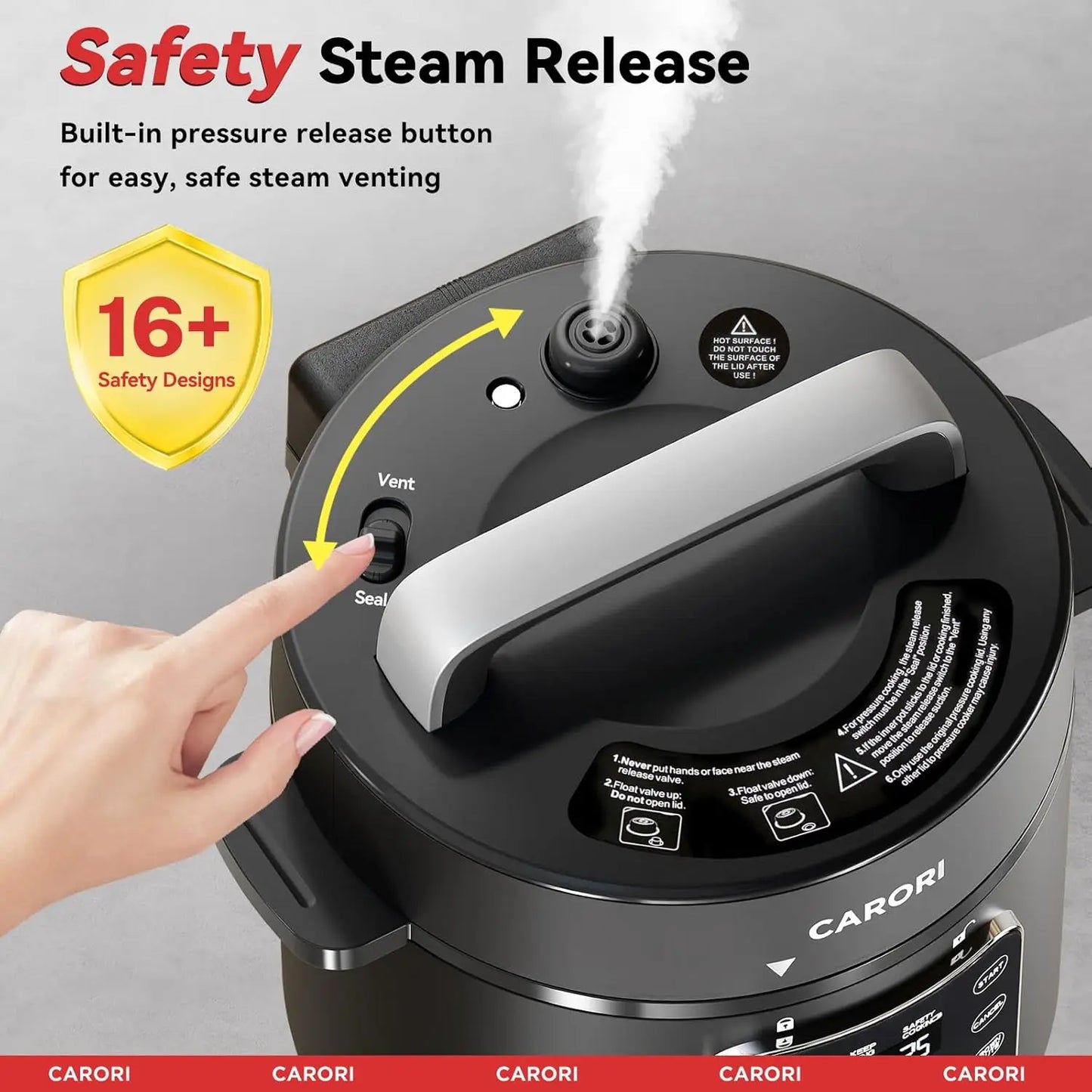 9-in-1 Programmable Electric Pressure Cooker with Safe Vent Design