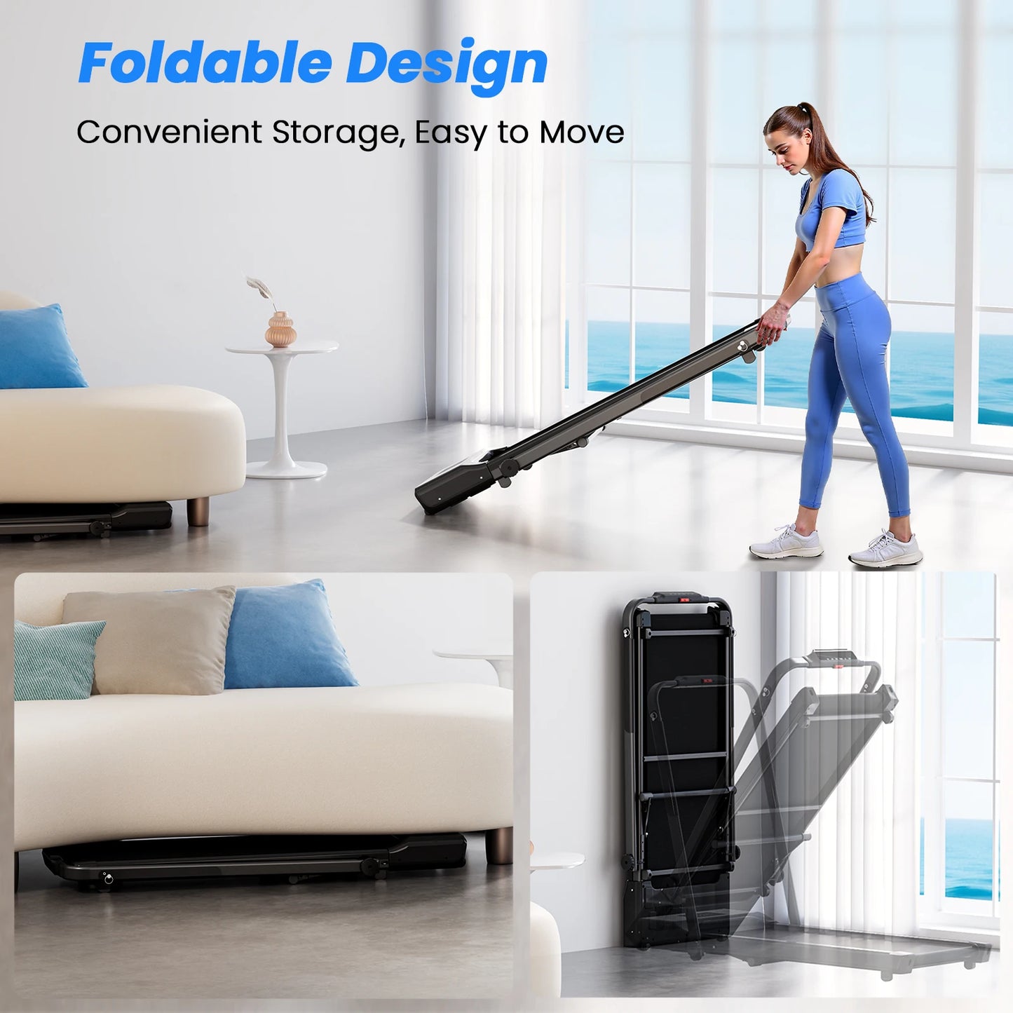 Portable Electric Treadmill with Remote Control and LCD Display