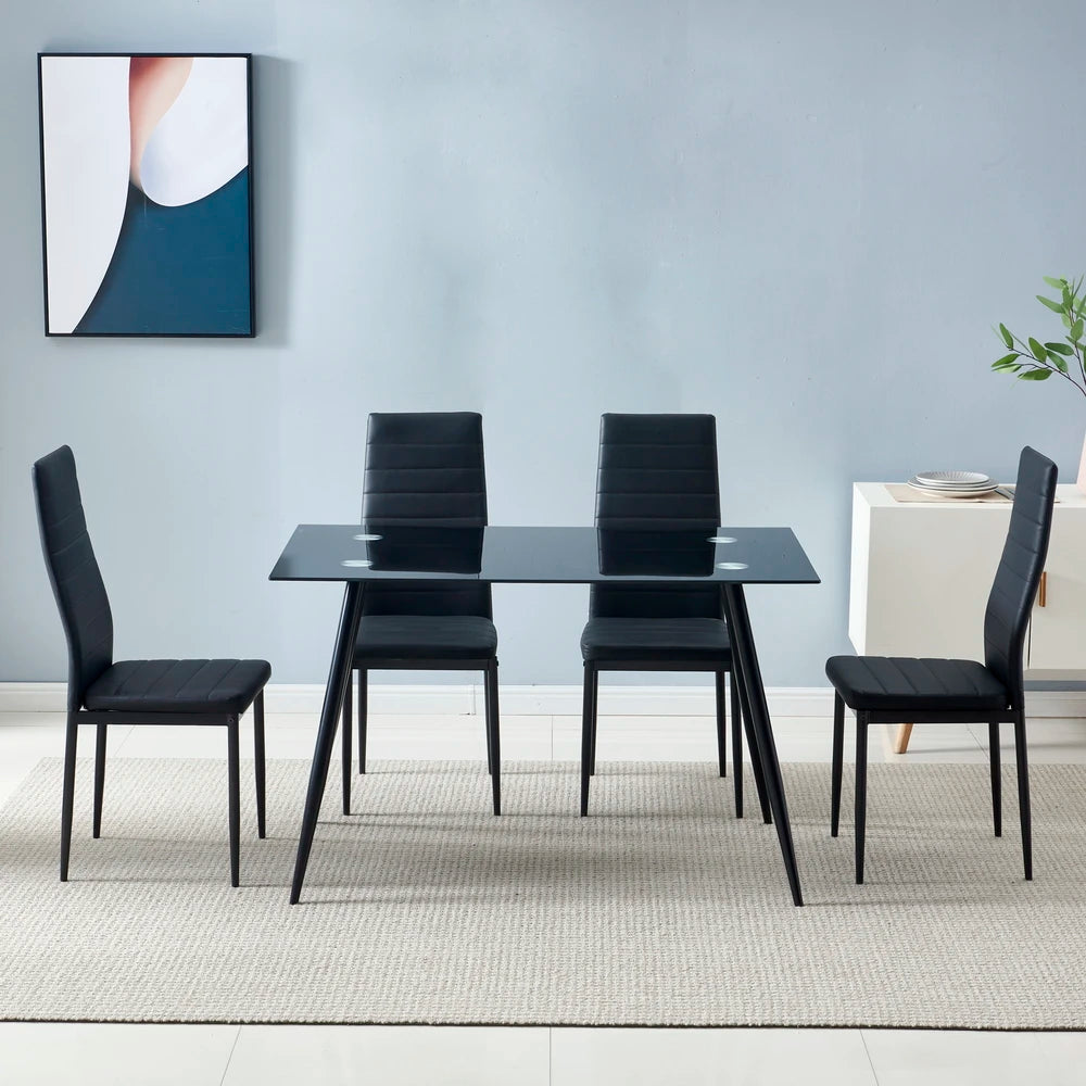 Elegant High Backrest Dining Chairs Set of Four