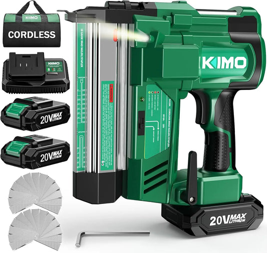 18 Gauge Nail Gun Cordless with Battery 2.0Ah X 2, 1000pcs Nails and Staples, 2 Firing Modes, 180 Nails/min, Adjustable Nailing