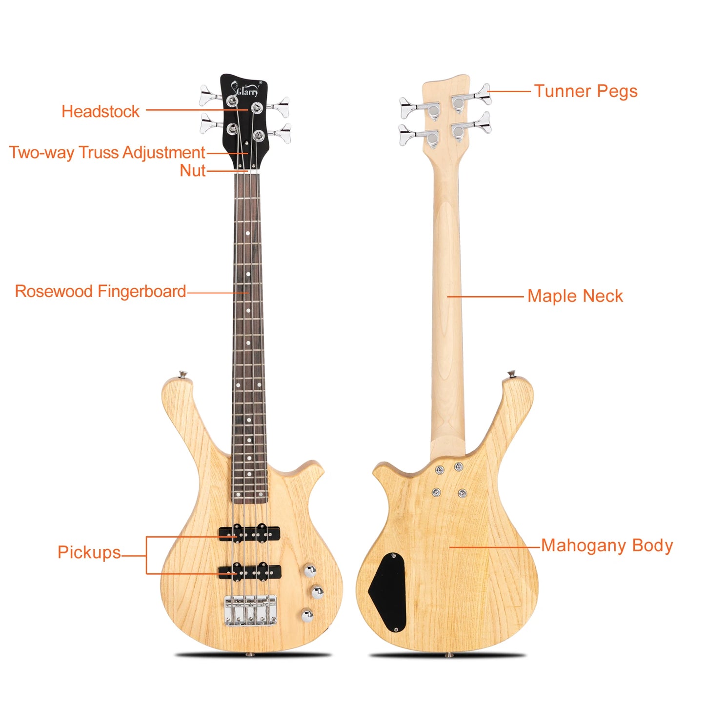 Glarry GW101 Small Scale Electric Bass Guitar Suit Bundle