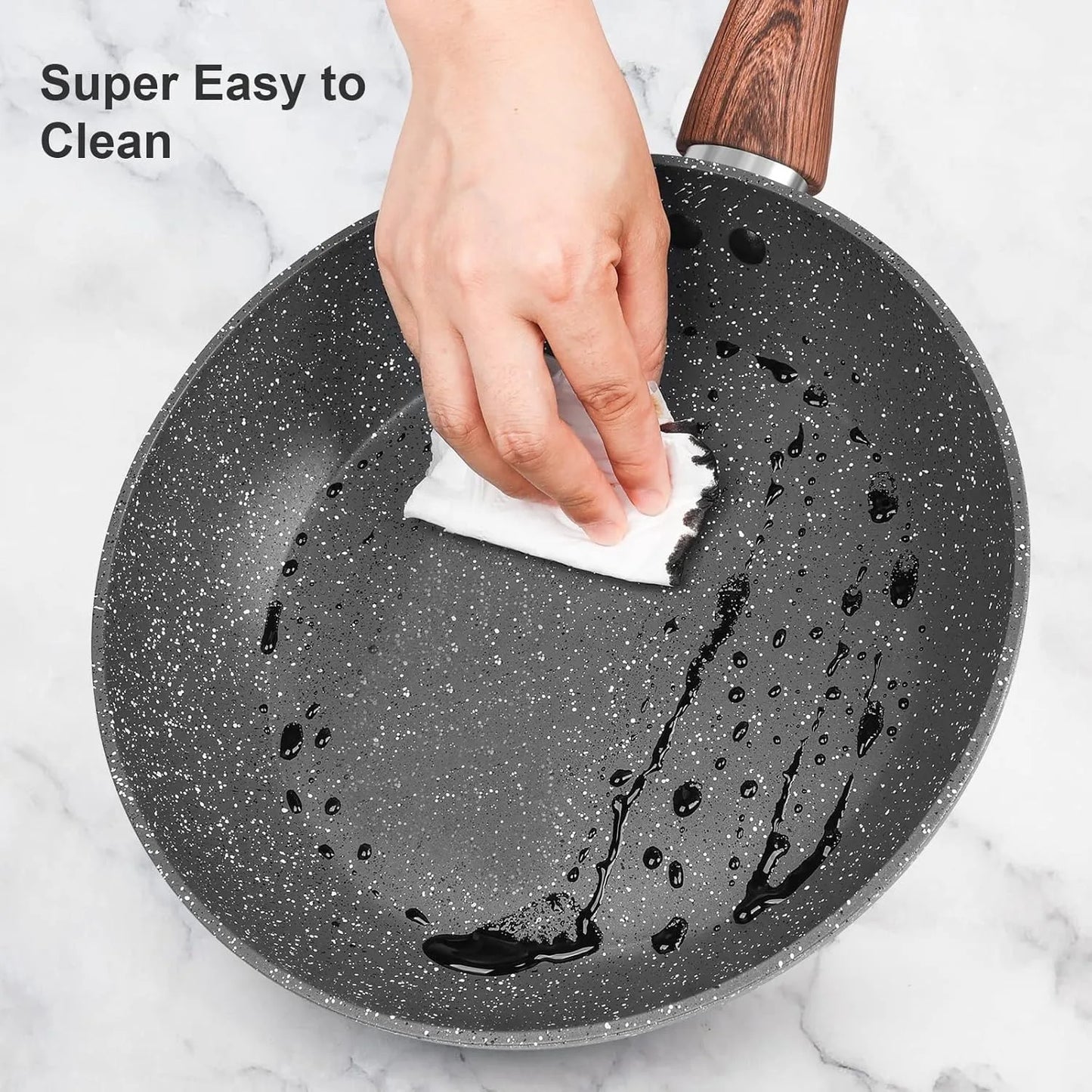 Granite Pots and Pans Set Ultra Nonstick, 11 Piece Die-Cast Cookware Sets with Frying Pan, Sauce Pan, Stockpot,