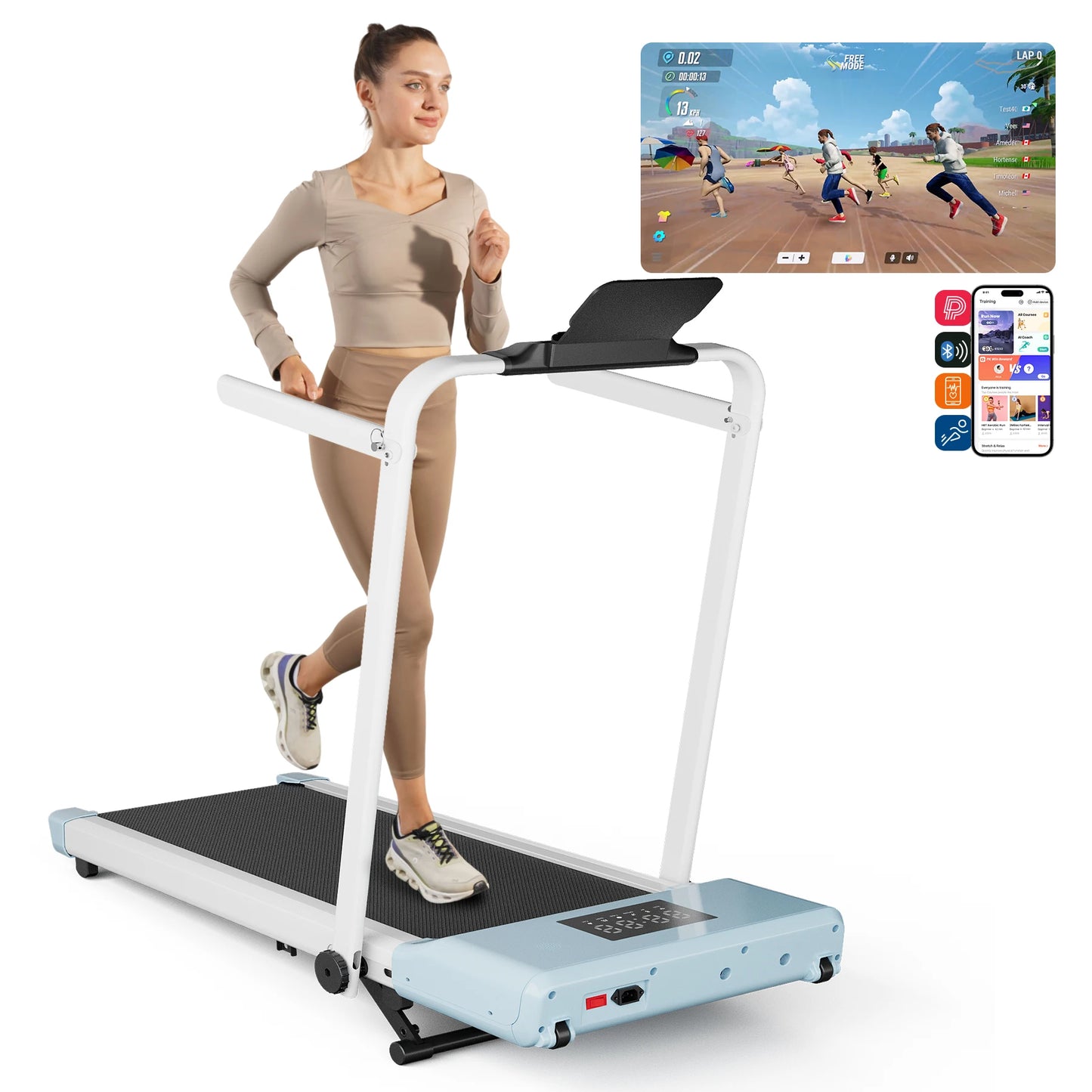Portable Electric Treadmill with Remote Control and LCD Display