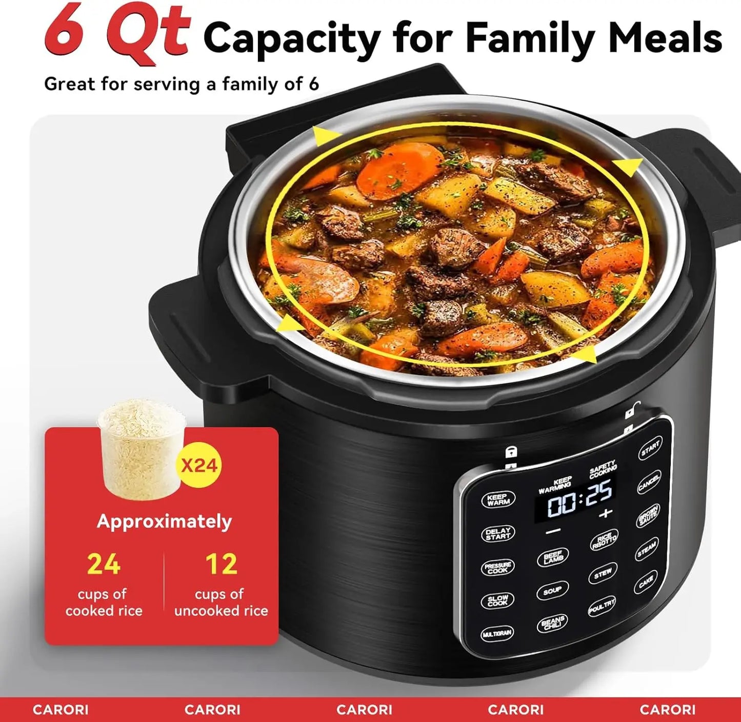 9-in-1 Programmable Electric Pressure Cooker with Safe Vent Design