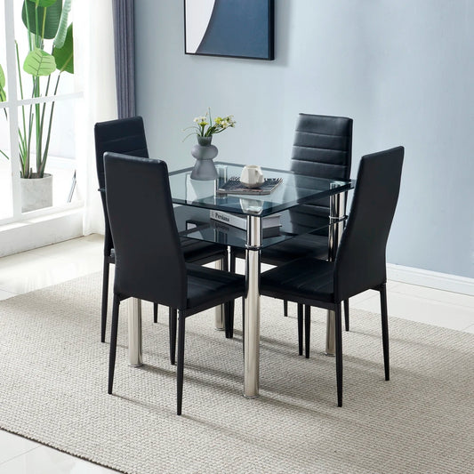Elegant High Backrest Dining Chairs Set of Four