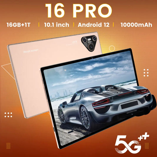 New 16 Pro Tablet 10.1inch Android 12 Pad 6 Tablet PC 4G 5G Dual SIM GPS 10000mAh Global Version Tablets For Children Kids Tab