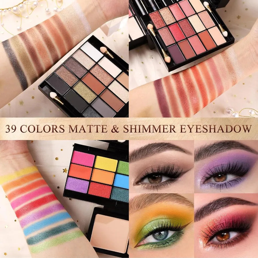 Professional Makeup Kit for Women Girl Full Kit with Mirror 60 Colors All in One Make up Gift Set Included EyeshadowBlusher Hig