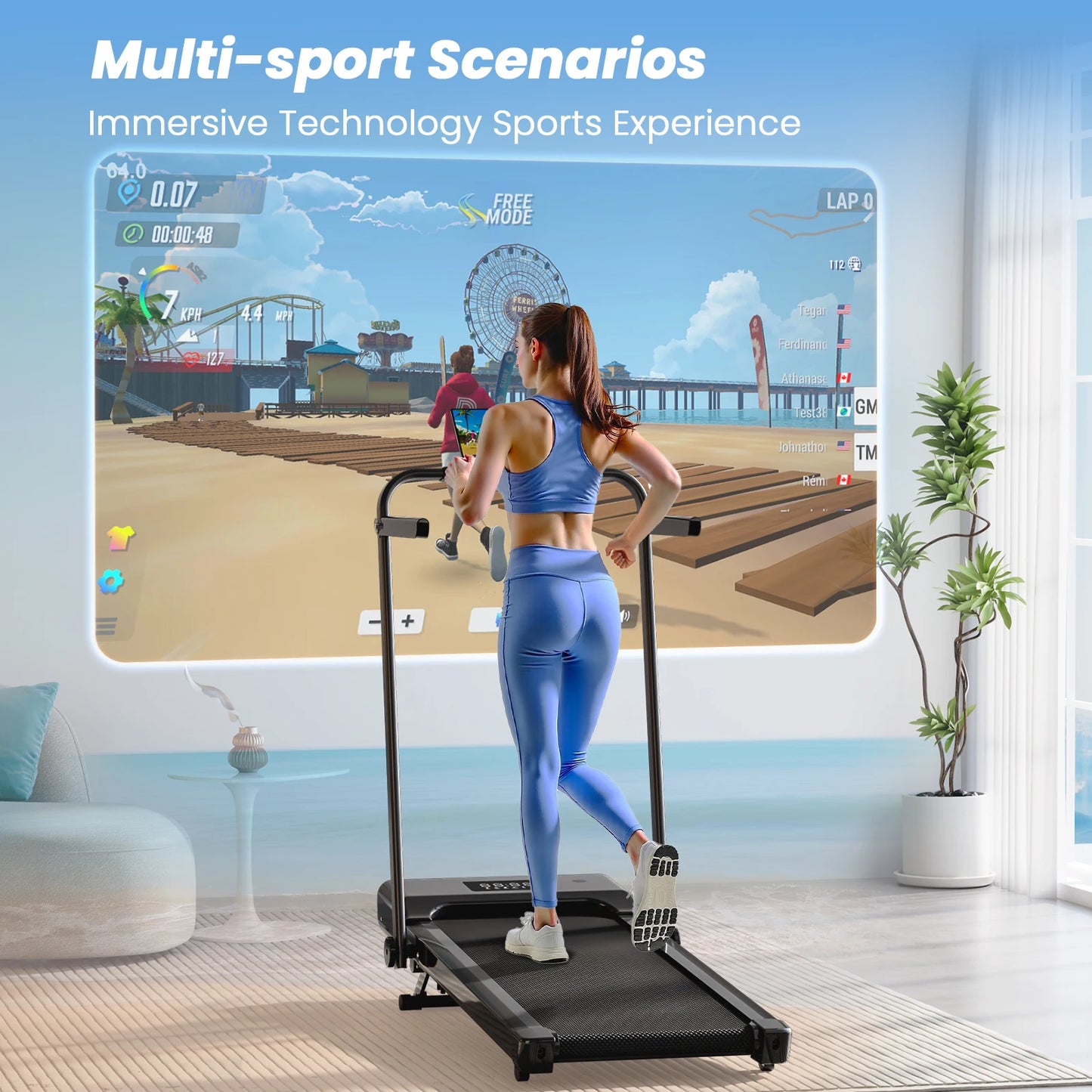 Portable Electric Treadmill with Remote Control and LCD Display