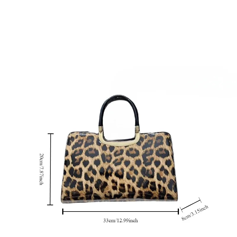Fashionable Leopard Print Glossy Handbag for Every Occasion