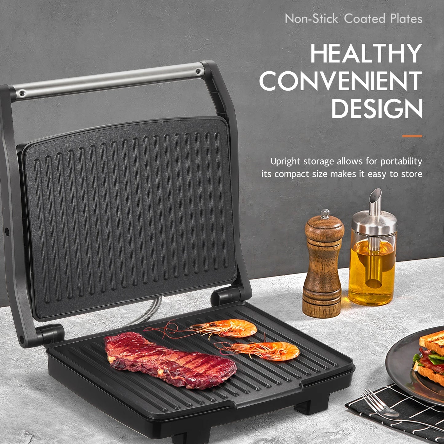 Yabano Panini Press Grill Electric Indoor Gourmet Sandwich Maker