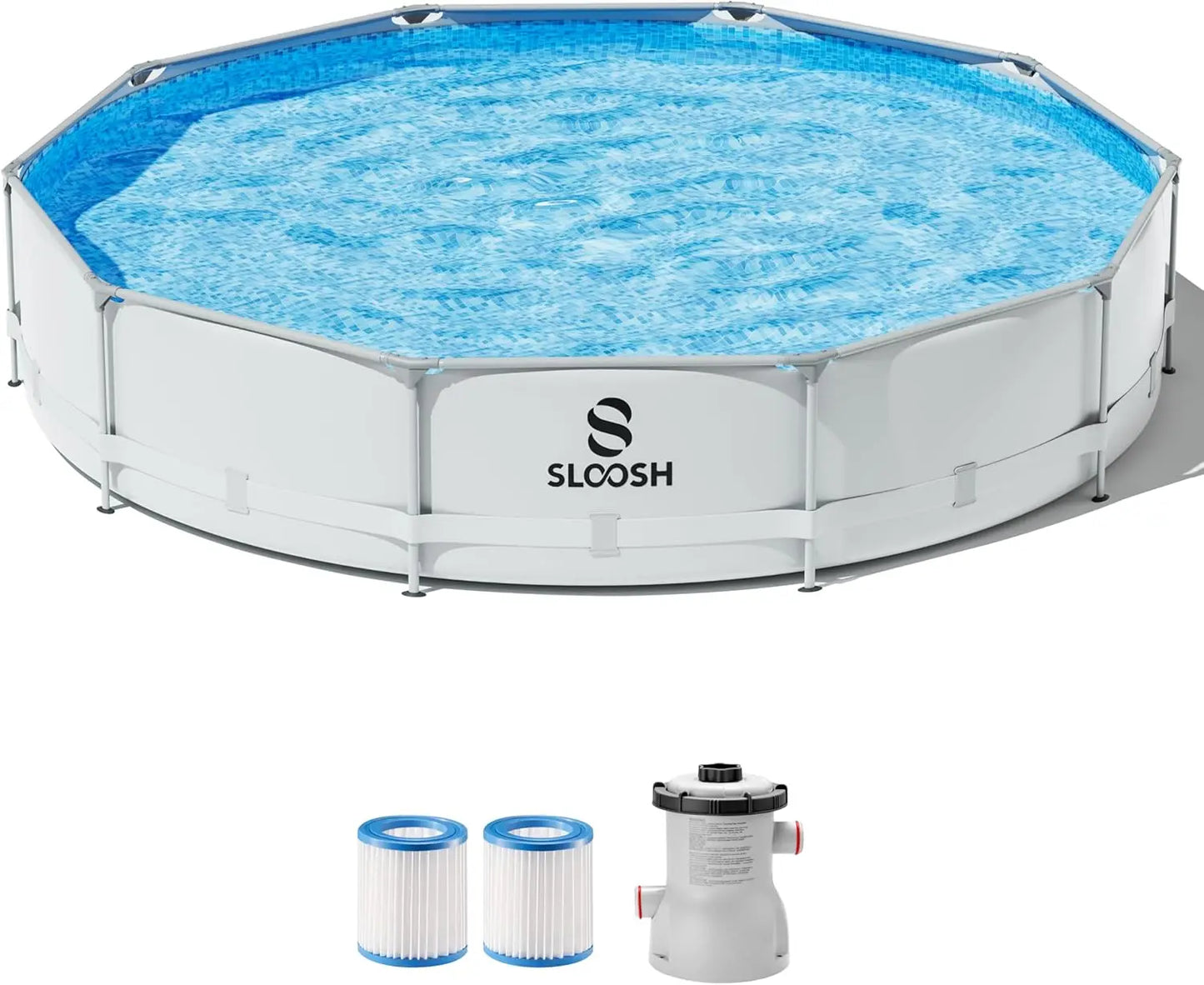 Round Above Ground Pool - 10ft x 30inch Outdoor Round Frame Above Ground Swimming Pool Set Kiddie Pool for Kids Adults