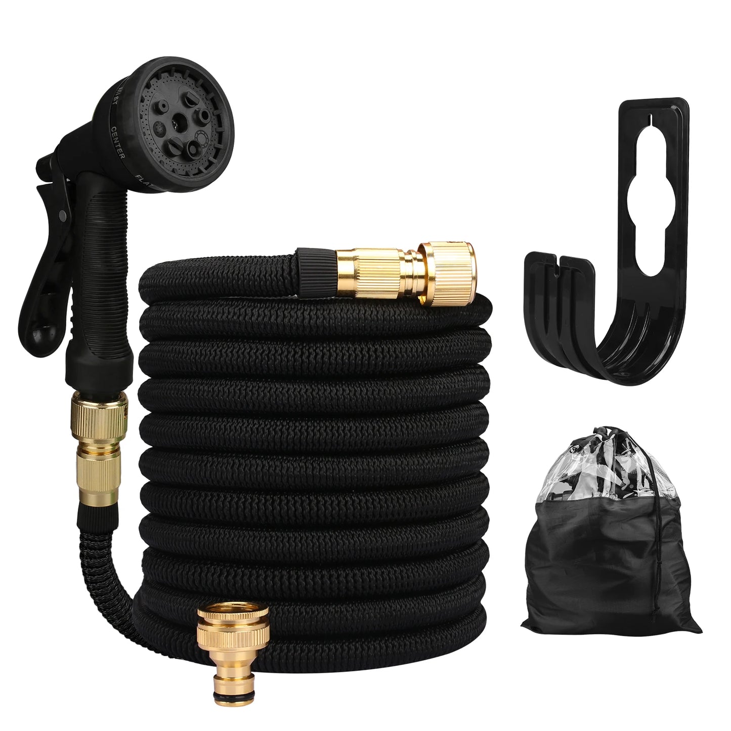 25/50/75/100ft Portable Garden Hose Water Gun For Cleaning Car Wash Machine Watering Sprinkler Durable Water Gun with Water Hose